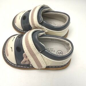 Wee Squeak Kids Shoes Size 5 Toddler Cow Face Hook and Loop